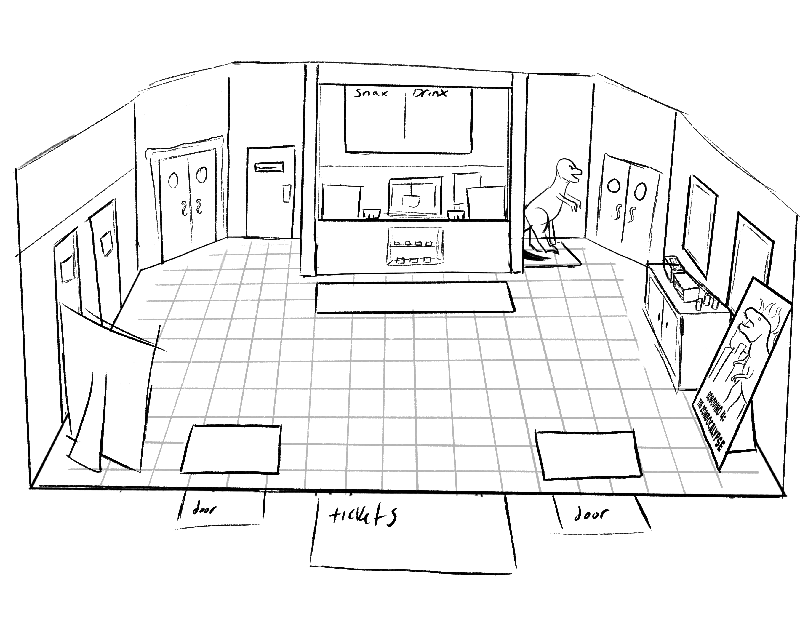 theater lobby sketch